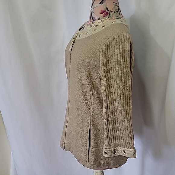 ST. JOHN SPORT Wool Rayon Blend Rivet Zip Up Jacket Ribbed Classic - Picture 4 of 11